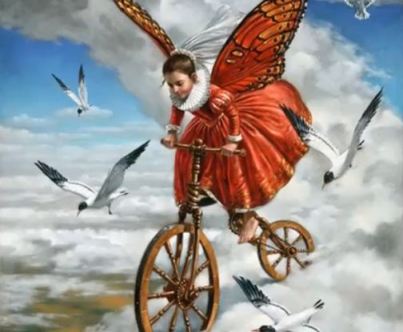 Butterfly & Seagulls - Michael Cheval