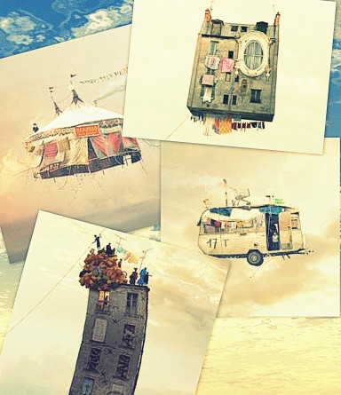 Collage: Flying Houses - L. Cherere